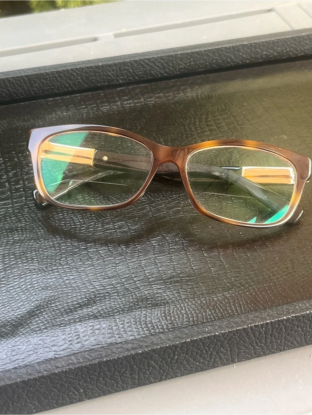Jimmy Choo Brown Tortoise Eyeglasses w/ Crystal Gold Detail + Case